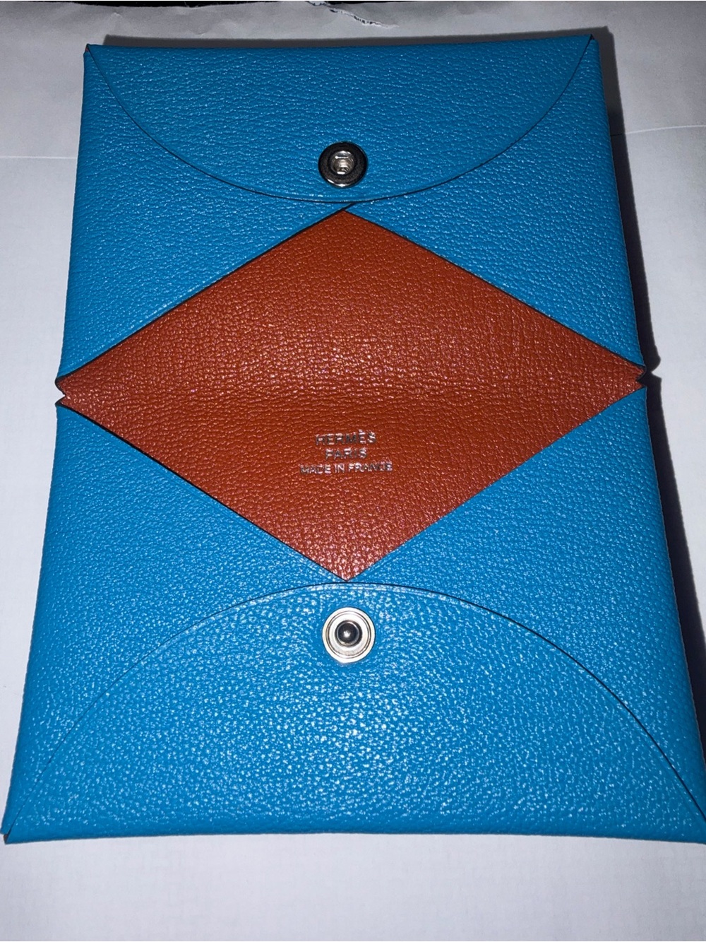 Hermes Bicolor Leather Calvi Card Holder - Picture 1 of 7